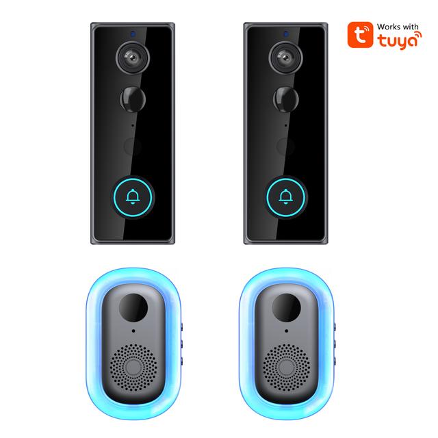 TEMU 2pcs Wireless Smart Video Doorbell Camera System With Ai Face Recognition, Motion Detection & Night Vision, 1080p Hd Audio, Doorbell, 4000mah Battery- ( Required) For /outdoor Front Door