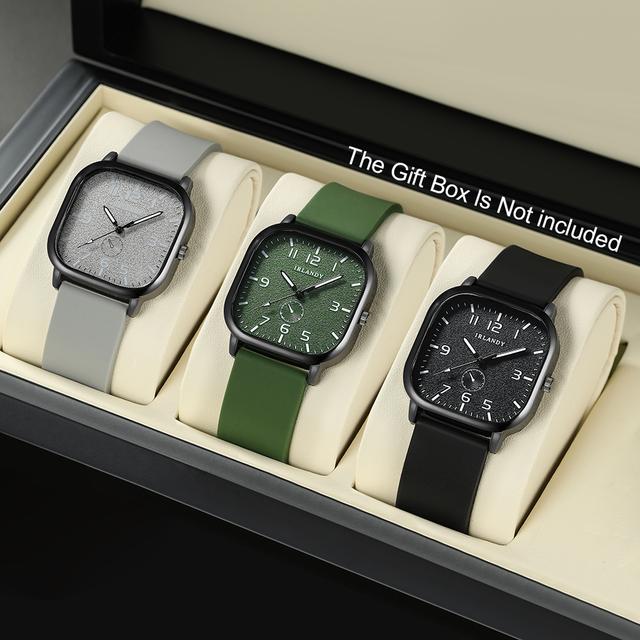 TEMU 3 Relojes de Cuarzo Unisex Casual Minimalista Cuadrado