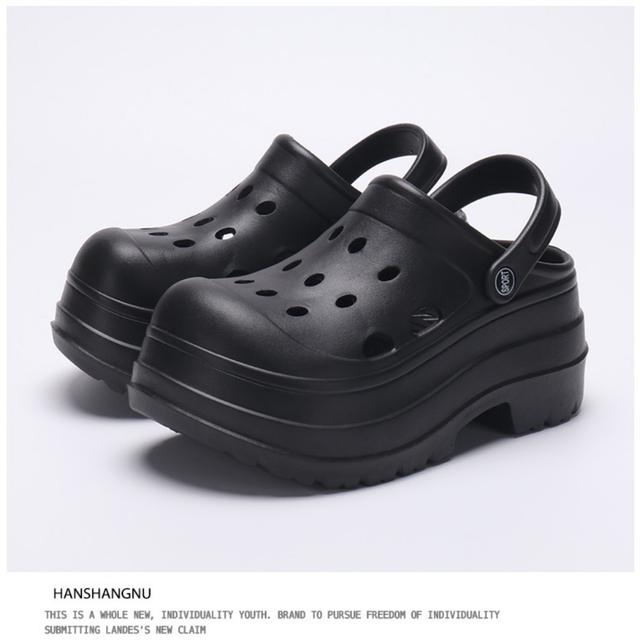 TEMU 女性用サマー2024ファッションフォームクロッグ - 滑り止めEVAサンダル、黒・白・ベージュの厚底で身長アップ、快適＆なデザイン