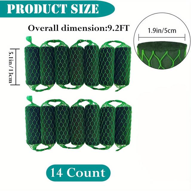 TEMU 14pcs Floral Foam Wreath 9.2ft Flower Sponge Block Kit, Absorbent Flower Stand Arch For Dry And Wet Flower Arrangement, Suitable For Wedding Garden Home Decoration