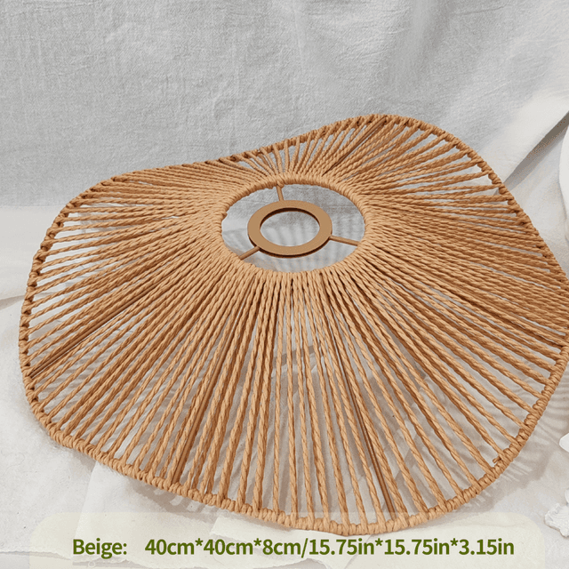 TEMU Pantalla de lámpara colgante de ratán artesanal en estilo bohemio, diseño ondulado para de cocina, salas de comedor y dormitorios, compatible con casquillos E26/E27, lámpara de granja a