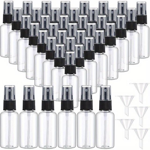 TEMU 60pcs Mini Bottles 1oz Plastic Empty Travel Bottle Fine Mist Small Spray Bottle With 5pcs Funnels Refillable Liquid Travel Containers For Perfume Skin Toner Essential Oils