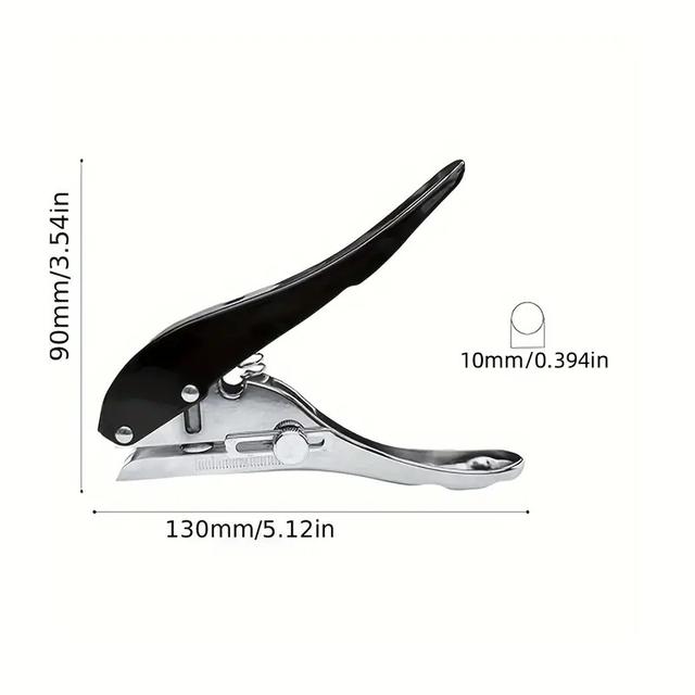 TEMU Heavy-duty Single Hole Punch - For Paper, Card, Plastic, And Carton - 6mm/ 8mm/ 10mm Adjustable Punch Size, Portable, Handheld, And Long-range