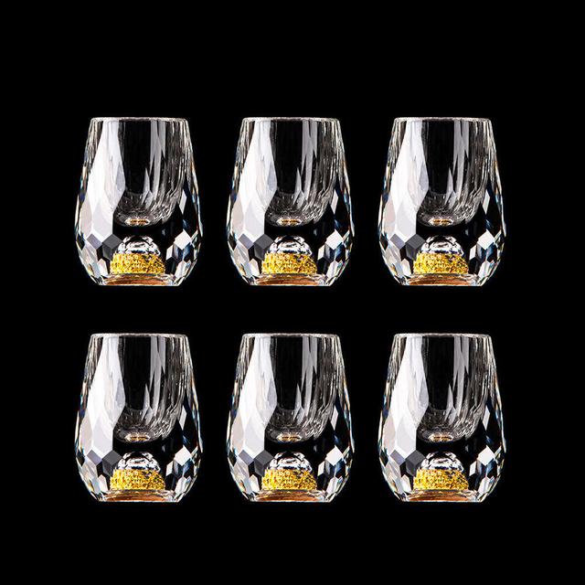 TEMU 6pcs Elegant Glass Shot Cups With Detailing - 15ml/0.5oz /tequila Cups, Reusable, Machine Washable, Perfect For Father's Day Gift