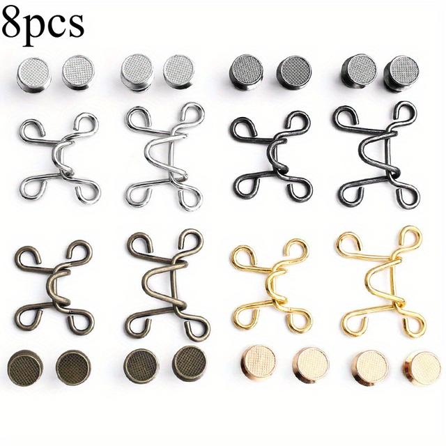 TEMU 【8個セット】シームレス ジーンズ ウエスト タイトナー - メタル デニム ボタン ピン、4色展開 - シルバー、、コパー、ブラック、レディースパンツ用 調節可能 ウエスト タイトナー、丈夫なスナップデザイン