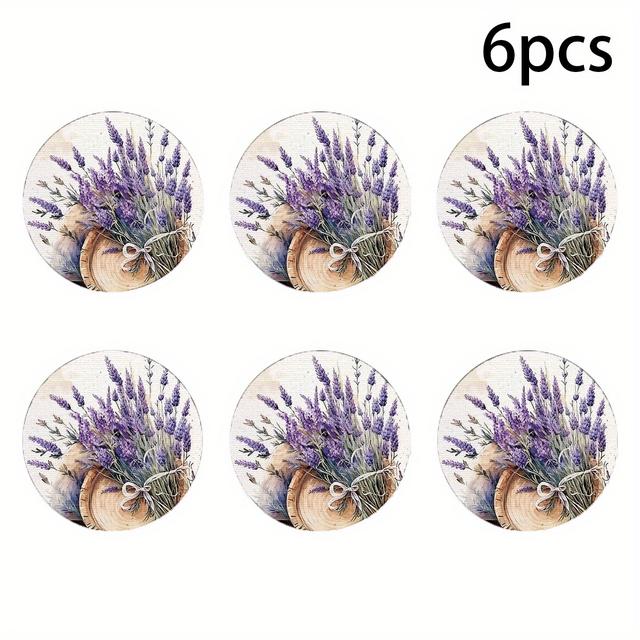 TEMU قطعتان/أربع قطع/ست قطع مفارش طاولة مستديرة بتصميم زهرة الربيعية، قماش بوليستر، ديكور مائدة ريفي، إكسسوارات حفلات وزينة العطلات