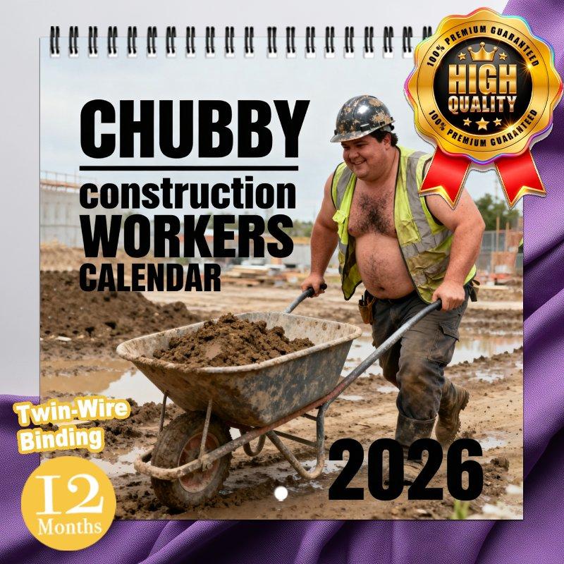 TEMU 12 Monthly Wall Calendar Planner1pcs Chubby Construction Workers 2026 Planner Wall Calendar, Funny Cool Aesthetics Design, Perfect For Christmas Happy New Year Gifts