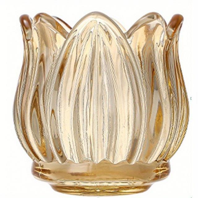 TEMU Elegant Tulip-Shaped Glaslykthållare - Romantisk Transparent Aromaterapi Votive För Heminredning, För Dag Och Semesterpresenter, Ingår Ej, Lykthållare