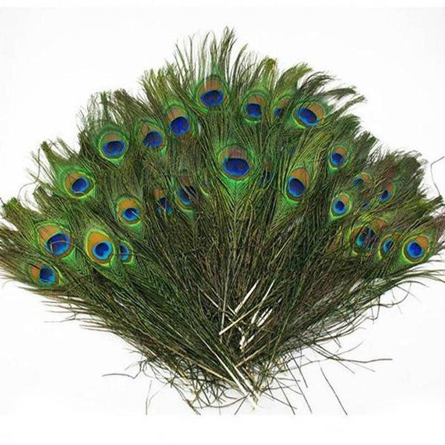 TEMU 10pcs Big Eyes Peacock Feathers | Natural-looking Artificial Feathers For Crafts, Wedding, Home, And Hotel Decoration Plumes