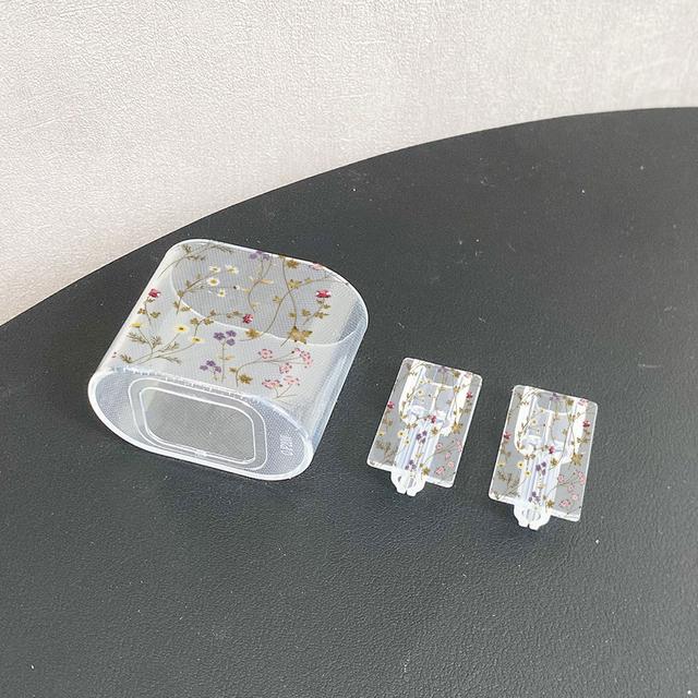 TEMU O6196 Csíkos Virágmintás Európai Szabvány Átlátszó Töltő Védőtok Iphone 20W-hoz, Védőtok Iphone 13/14/15 Európai Töltőhöz, 20W Töltő Védelem Szett, Európai Szabvány Kábel Védőtok