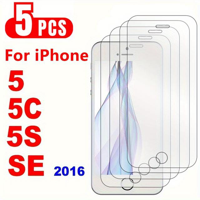 TEMU 5pcs Screen Protector Glass For Iphone 5 5s 5c Se 2016 Tempered Glass Film