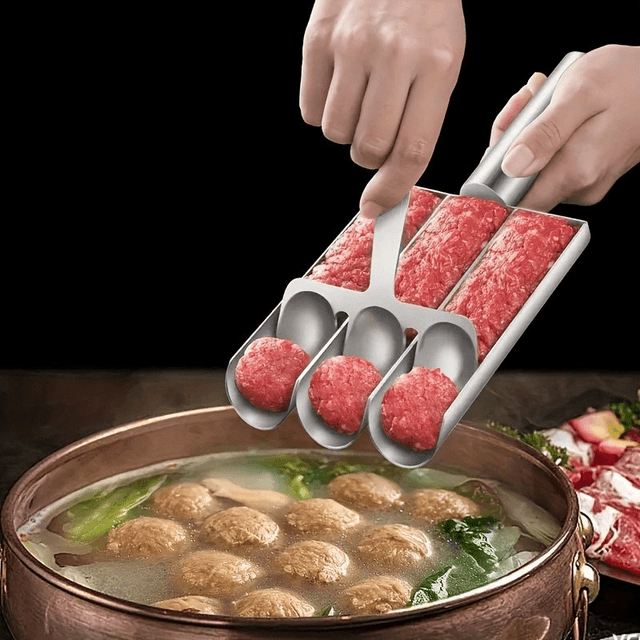 TEMU 1pc Stainless Steel Triple Meatball Maker, Food Contact Safe, Rv Kitchen Appliances, Easy Meatball Tool, Uncharged