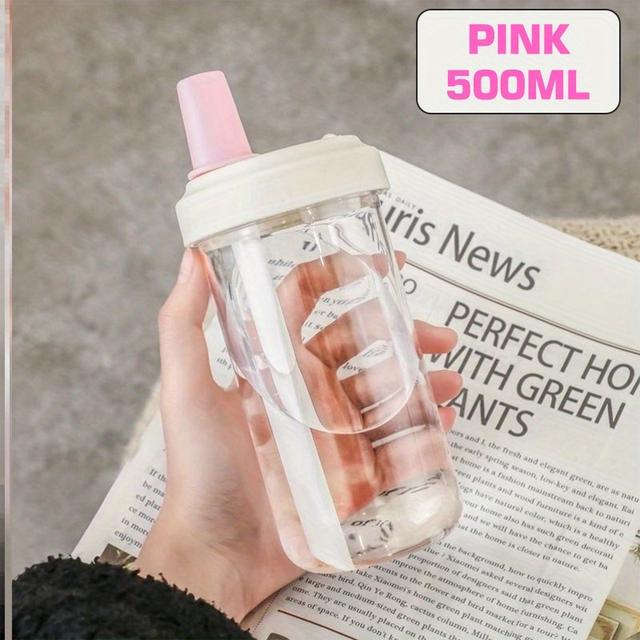 TEMU Large Capacity Straw Mug Pearl Milk Tea Straw Cup 500ml Portable Clear Drinking Straw Cup Large Capacity Tumbler Water Bottle