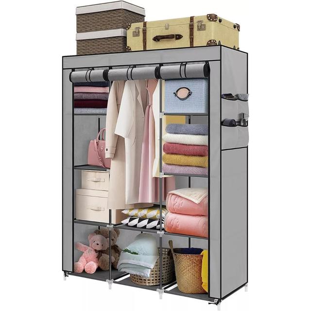 TEMU Large Fabric Canvas With Hanging Rail Shelving Clothes Storage Cupboard