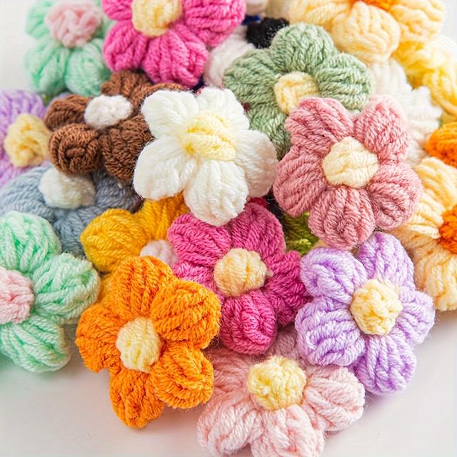 TEMU 20pcs/30pcs/50pcs/100pcs 1.6 Inch Flower Sewing Patch Crochet Petals Handmade Beautiful Crochet Flower Petals Crocheted Flowers Suitable For Diy Hair Clothes Party Decoration Handicrafts