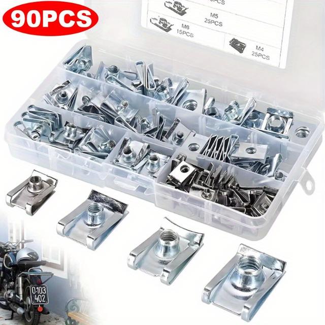 TEMU 90x U Nut Spring Nuts M4 M5 M6 M8 Clips Fairing Panel Speed Chimney Clamp