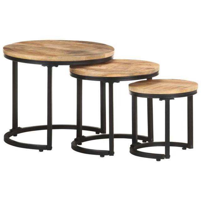 TEMU Side Tables 3pcs Rough Mango Room Side Table Coffee Table Suitable For Living Room Reception Room