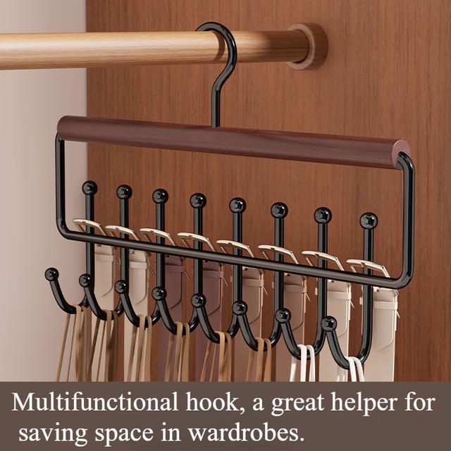 TEMU 1pc Versatile Hat Organizer Rack With Hooks – Ideal For Caps, Belts, Ties, And Additions Storage – Space-saving Closet Solution For Home, Dorm, Or Retail Display, Clothes Organizer Storage