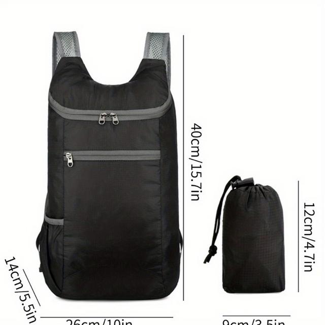 TEMU Women's Backpacks 1pc Black Outdoor Folding Bag Lightweight Travel Bag Fitness Sports Backpack Large Capacity Backpack