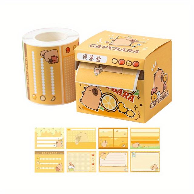 TEMU 256매/박스 만화 갈색 카피바라, 캐비어, 팬더 패턴 풀커버 당겨서 붙이는 포스트잇, 완전 접착식 메모지, 수정 라벨 스티커, 사무실 및 학교용 휴대용 당겨서 쓰는 메모패드