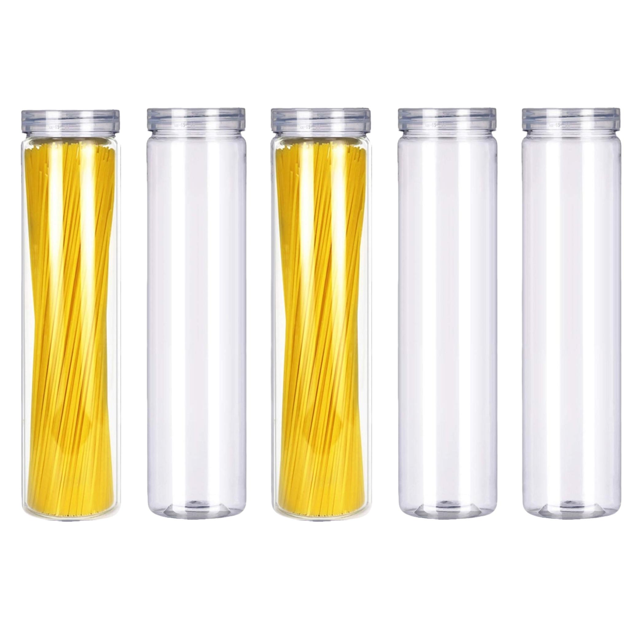TEMU 2/5pcs Pack Plastic Storage Jars With Lids - Round Containers Suitable For , Pasta, Spices, Pantry Organization |, Space-saving For Fridge & Pantry