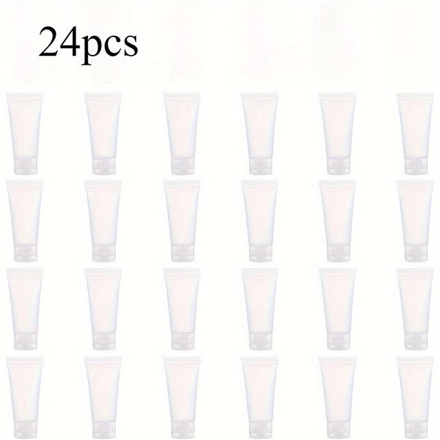 TEMU 24pcs Tube de Rangement Mat Vide en Plastique Transparent pour Cosmétique Cosmétique, Contenant pour Gel Douche, Shampooing, Nettoyant, Flacon d'Emballage (5Ml)