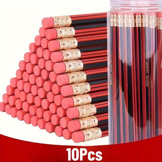 TEMU 10/ 30/ 50pcs Hb High Quality Wooden Pencil With Eraser On Top Sketch Drawing Pen, Art Design , Durable And Comfortable Writing Pen, Not Easy To Break, Office Pencil, Gift