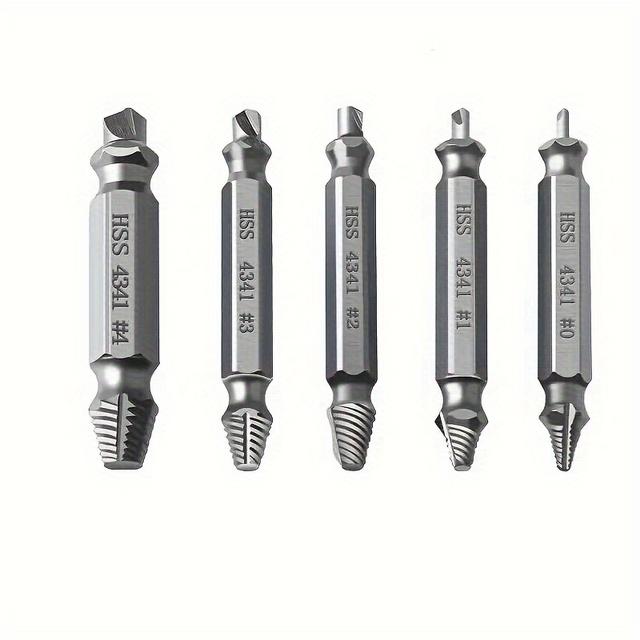 TEMU 5pcs Damaged Screw Extractor Drill Bit High Double Easily Take Drill Out Broken Screw Remover Bolt