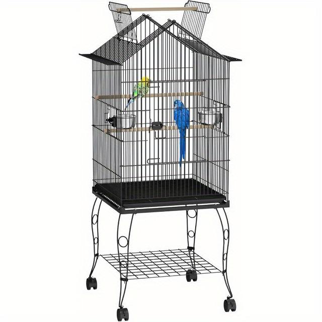TEMU Large Aviary For Birds, Suitable For Budgies, , Cockatiels, And , Featuring A Feeding Bowl And Perch, Dimensions 55x55x145 Cm.