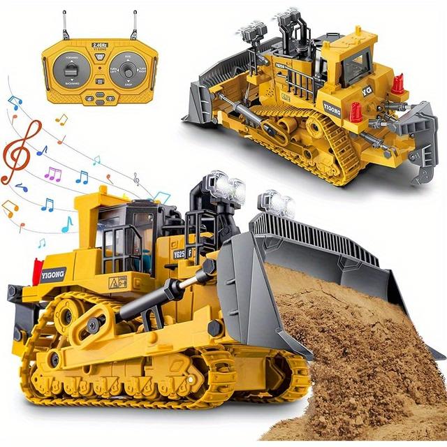 TEMU 1/realistic Rc Bulldozer With Metal Alloy Body & Remote Control - Electric Tractor Loader With /sound, - Construction Vehicle For Boys Age 7-12 Years (birthday Gift)