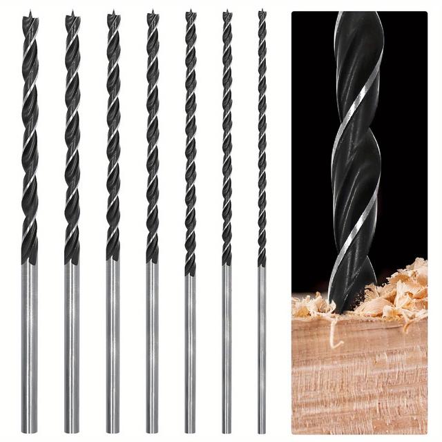 TEMU 7-teiliges Holzbohrer-Set Lang 300mm, Schneckenschneider-Set 4/5/6/7/8/10/12mm, Langbohrer für Holz, Kunststoff PVC, Tischlerbohrer