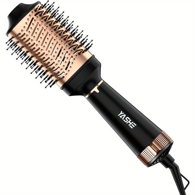 TEMU Hair Dryer Brush, 4 In 1 Blow Dryer Brush With Oval Titanium Barrel, Hair Dryer And Styler Volumizer For Drying, Straightening, Curling And Voluming, Black
