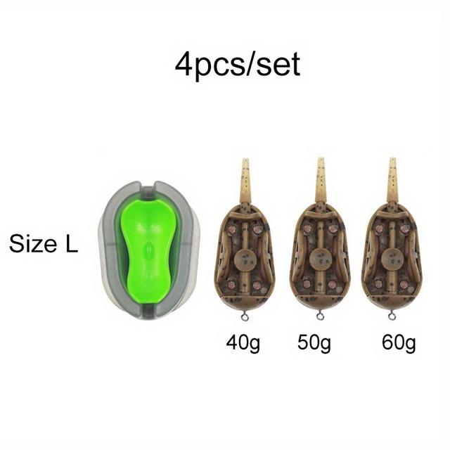 TEMU 4pcs/set Avlcoaky Inline Method Feeder Set, 3 Inline Method Feeders With 1 Rubber Mould, Abs Material, Mixed Color, Universal, With Carp Fishing Accessories