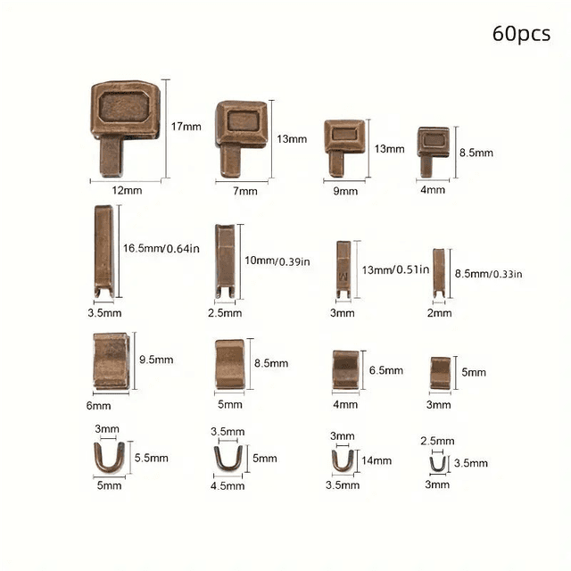 TEMU 60pcs Zipper Repair Kit With Metal Screws - 4 Sizes, Locking For Jackets And Coats, 3 Colors Diy Sewing Supplies