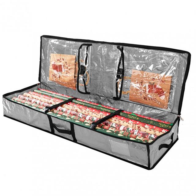 TEMU Christmas Decoration Storage Box Pe Material Holiday Gift Wrapping Organizer Durable Storage Container, Gift Wrap Storage