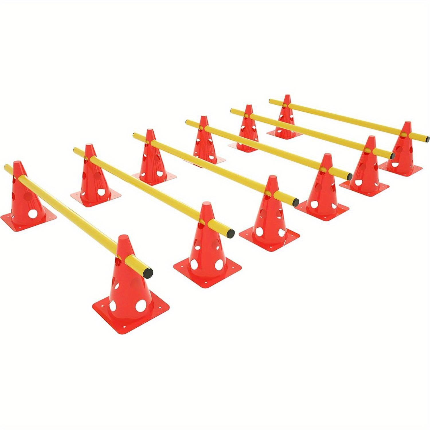TEMU Set Of Coordination Training, 6 Hurdles 12 Cones + 6 Bars, Height Adjustable, Agility Training Set For Dogs, Team Sports Games, Cone: 32cm, Rod: 100cm