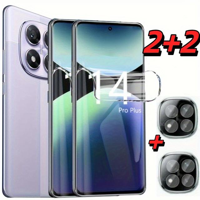 TEMU 2+2 Vysoce kvalitní HD hydrogelová fólie pro Redmi Note 14 5G/Note 14 Pro 5G /14 Pro 4G, 14 Pro+, včetně 2ks ochranné obrazovky + 2x objektivové folie