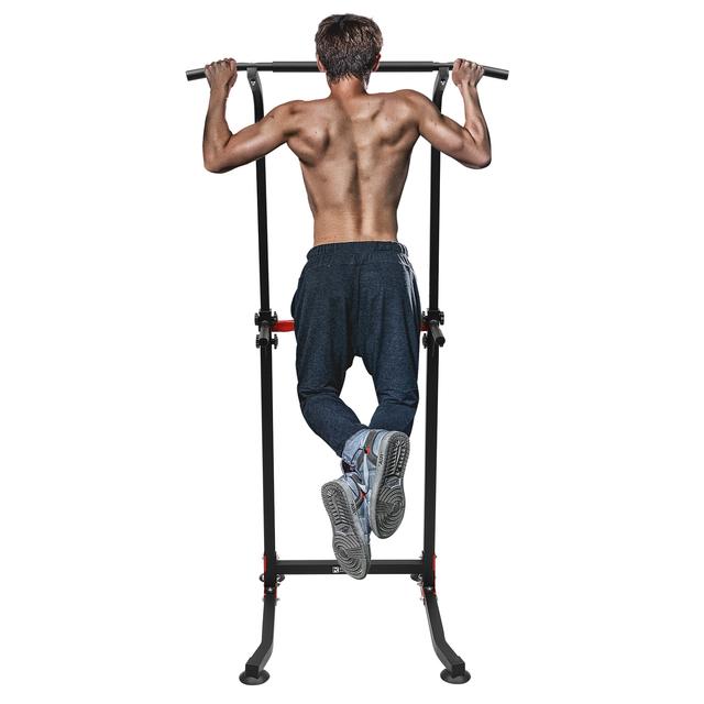 TEMU Adjustable Pull-up Bar For Parallel Bars - Heavy-duty /pvc Dip Stand With Red/black Power Station Training System, Multi-gym For Gym, Easy Assembly (compatible With Parallel Bars)