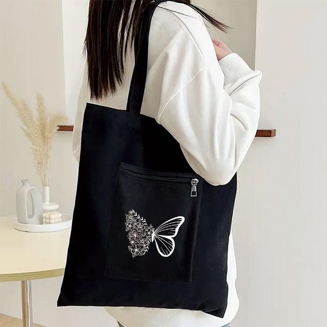 TEMU กระเป๋าโท้ทอเนกประสงค์ ดีไซน์ผีเสื้อ สไตล์สวย เหมาะสำหรับผู้หญิง ใส่ของได้เยอะ เหมาะสำหรับเดินทาง, ใส่ไปทำงาน, และช้อปปิ้ง