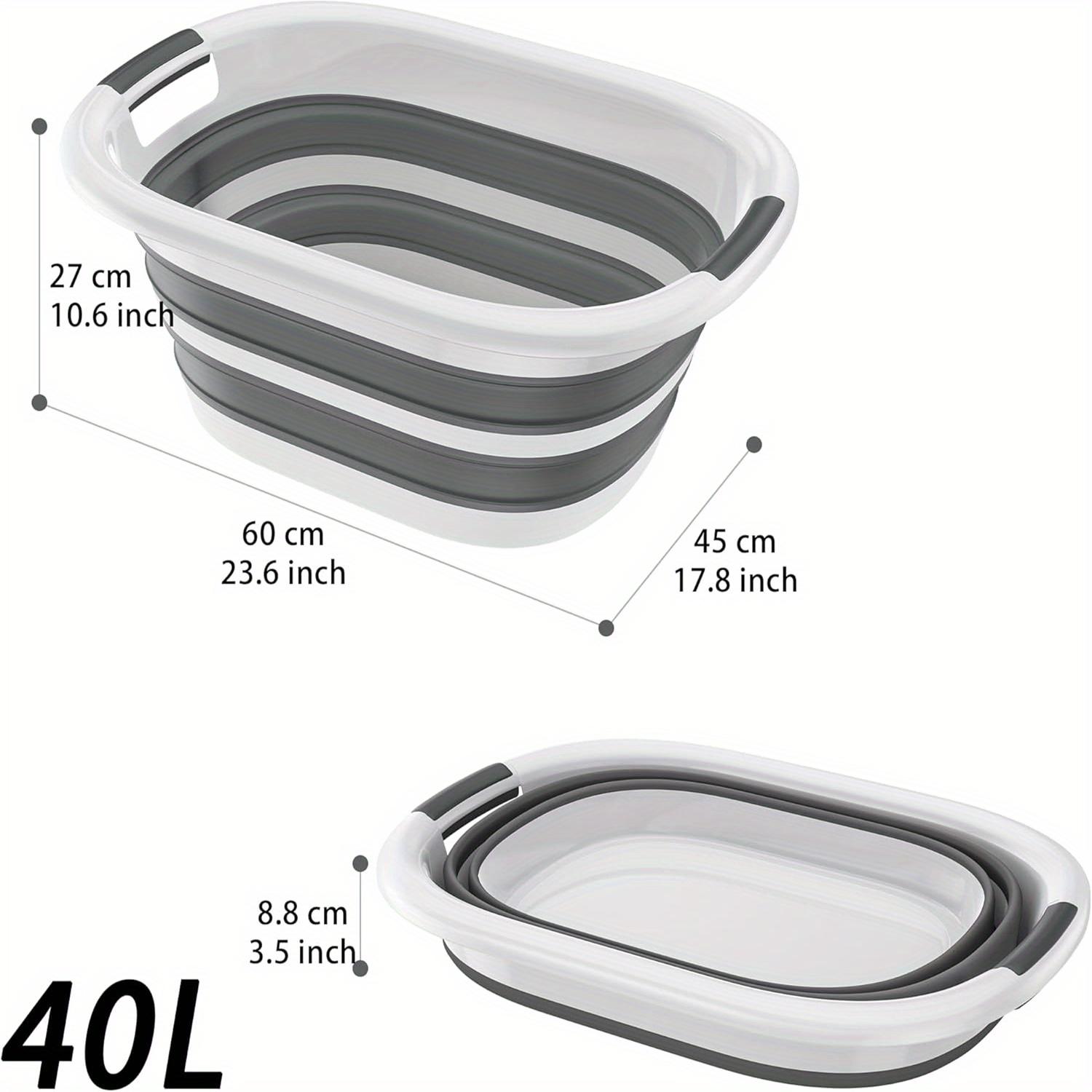 TEMU Bacinilla plegable para lavar, Contenedor de plástico para lavandería, Recogedor de lavandería que ahorra , Cestas para sucia