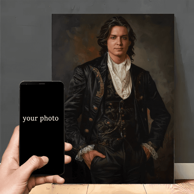 TEMU رسم رسمي لصورة رجال في الفيكتوري من الصورة، رسم رسمي في نمط الرسم الزيتي، رسم رسمي للرجل