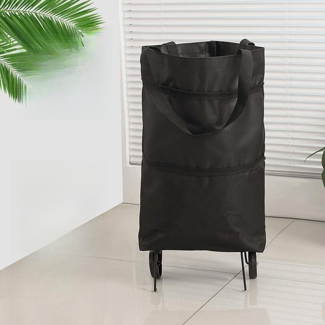 TEMU 1pc Portable Internet Celebrity Shopping Bag, Small Trolley Trailer, Shopping Cart With Wheels, Foldable, Lightweight, Delivery, Home Pickup Bag