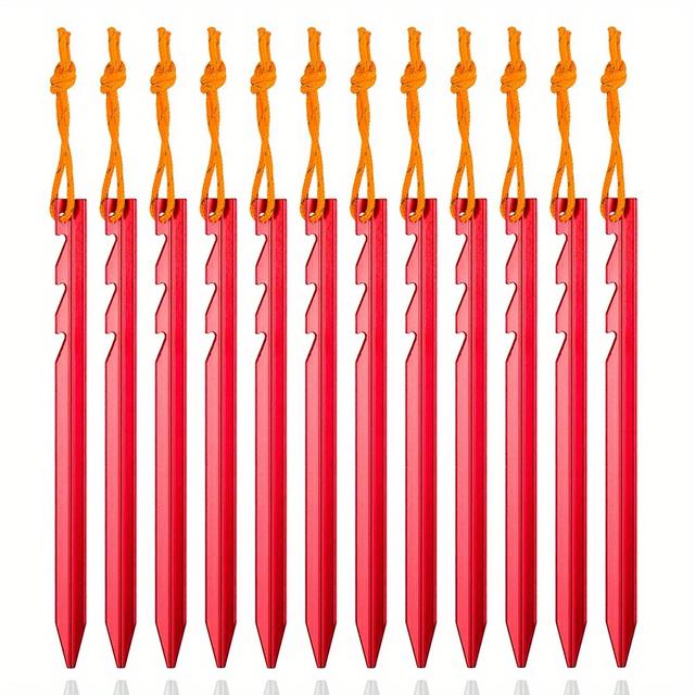 TEMU 12pcs/lot 18cm Aluminum Alloy Tent Takes Pegs Heavy Duty Travel Outdoor Camping Accessories Tarp Ultralight Nails Ground Peg