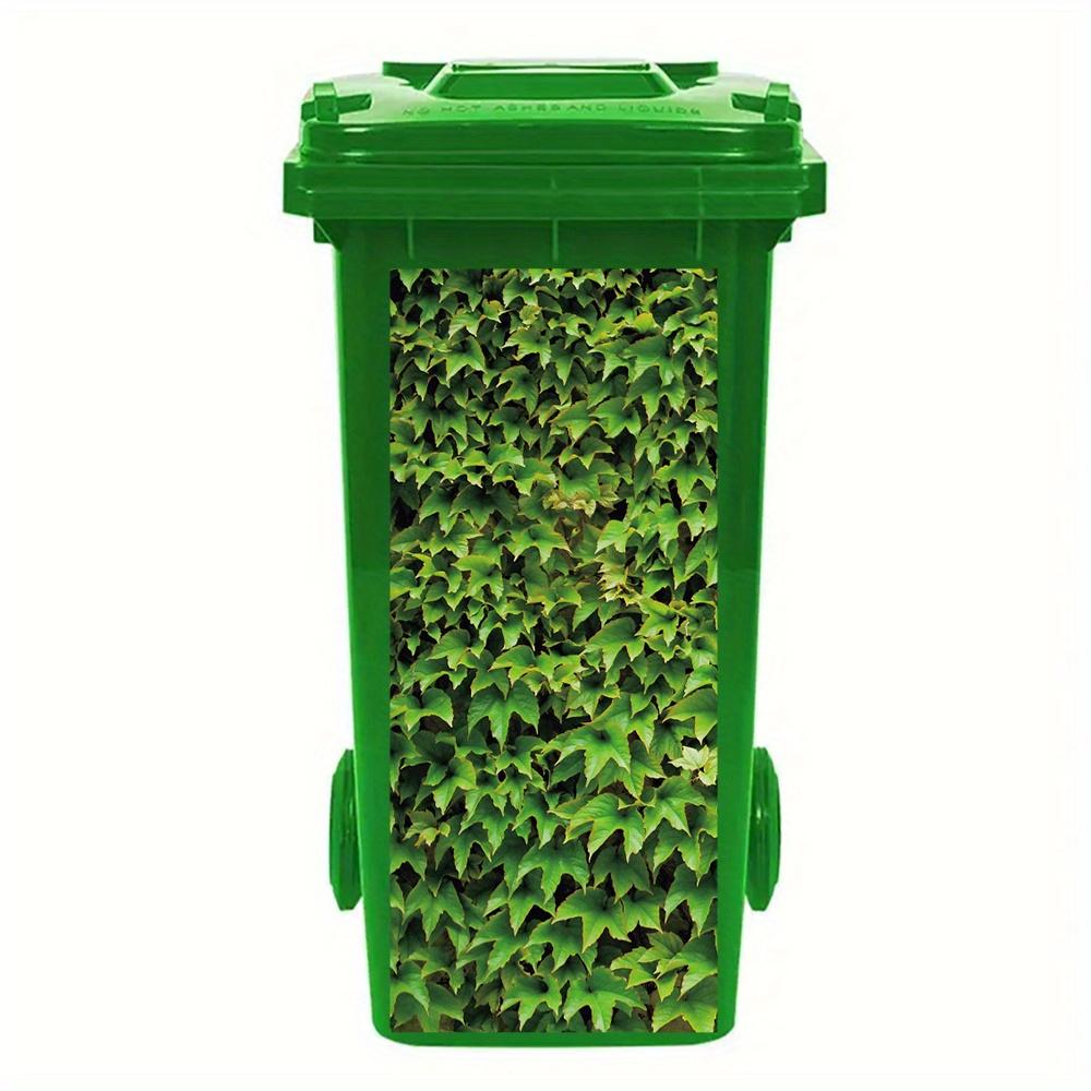 TEMU Plant Green Leaf Theme Trash Can Decoration Stickers, Rubbish Bin Decals Vinyl Pvc Waterproof Mural Stickers For Customize Outdoor Home Trash Can Aesthetics Decor