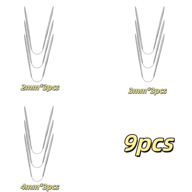 TEMU 9pcs Heavy-duty Metal Knitting Needles Set With 2mm/2.5mm/3mm/3.5mm/4mm/4.5mm/5mm Sizes - Professional Crafting Tools Sweaters, Hats, Gloves, Socks, Bags - Durable Metal Construction