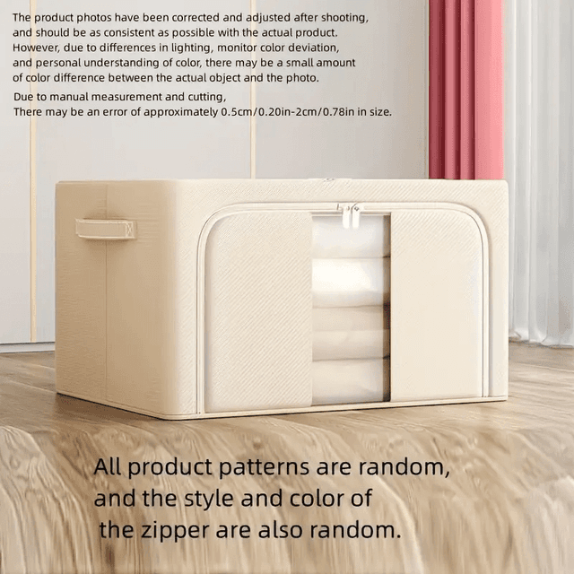 TEMU Large Capacity Foldable Storage Box With - Oxford Fabric, Solid Color, Multi-compartment Organizer For Shoes, Clothes, Quilts, And Blankets - Ideal For Home Use In Fall And Winter, Lattsize