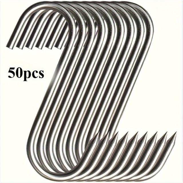 TEMU 20pcs/50pcs/100pcs Large 18cm / 7.08in - Modern Wall-mounted S-hook, , Suitable For Hanging On Polished Surface