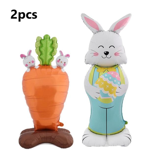 TEMU 2pcs Easter Standing Large Base Egg-holding Balloon Set, Easter Party Gathering Decoration, Birthday Activity Arrangement, Indoor Outdoor Room Scene Decoration