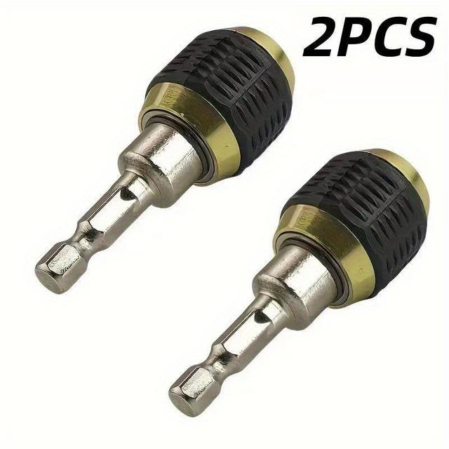 TEMU 2個セット - 60mm クイッジ ドリホルダーアダプター - 1/4インチ 六角シャンク、簡単なドリ交換用、滑り止めグリップ、ドリル・ドライバーに対応 - 木工・DI用 多用途工具、ドリルアダプター | 高耐久ドリアダプター | グリップテクスチャー