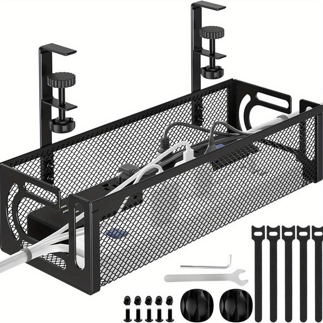 TEMU ถาดจัดการสายเคเบิลบนโต๊ะทำงาน, กล่องจัดการสายเคเบิลบนโต๊ะทำงาน, ที่จัดระเบียบสายเคเบิลบนโต๊ะ, เหมาะสำหรับสำนักงาน, - ไม่ต้องเจาะสำหรับการจัดสายเคเบิลบนโต๊ะทำงาน